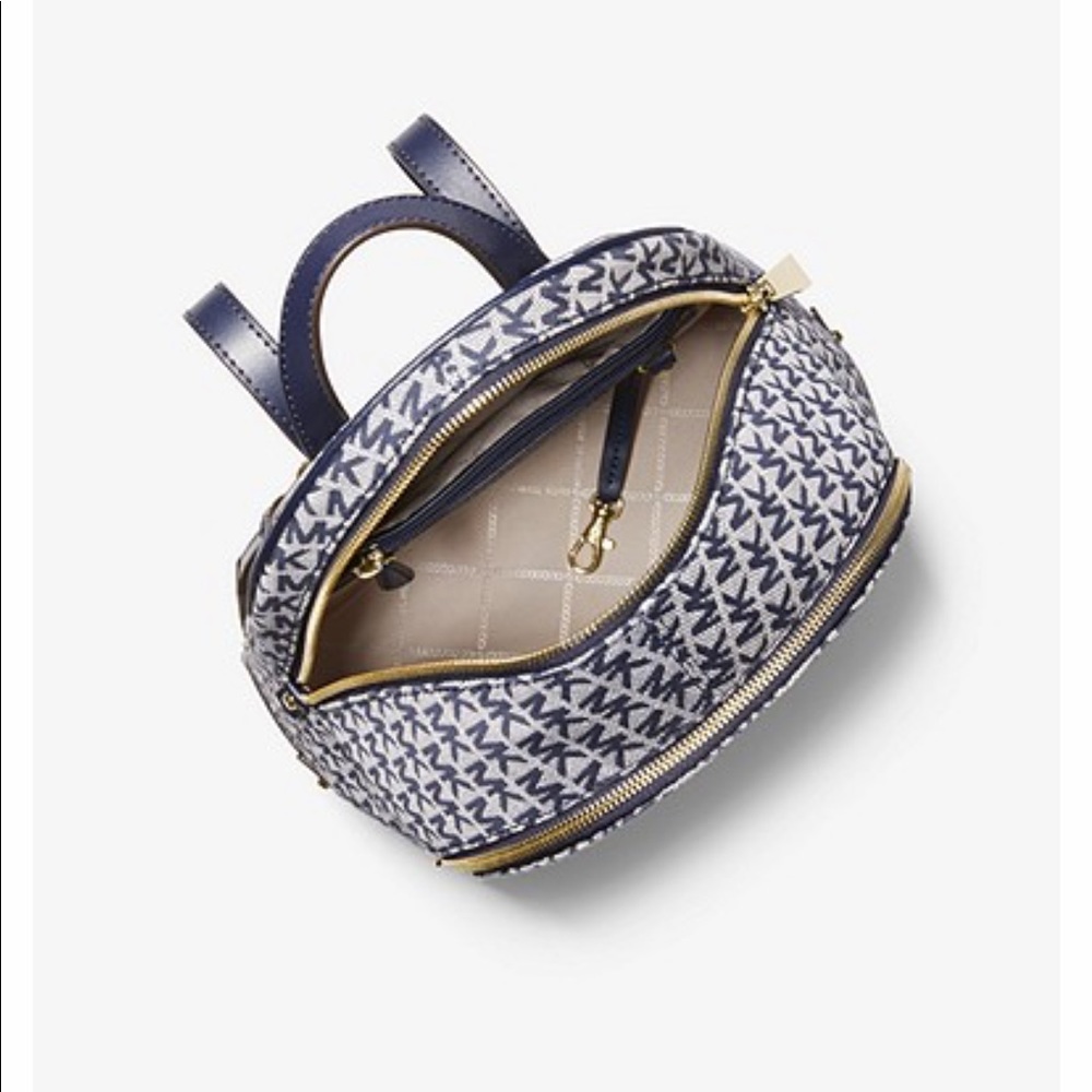 MK Rhea Medium Logo Jacquard Backpack - Picture 3 of 15